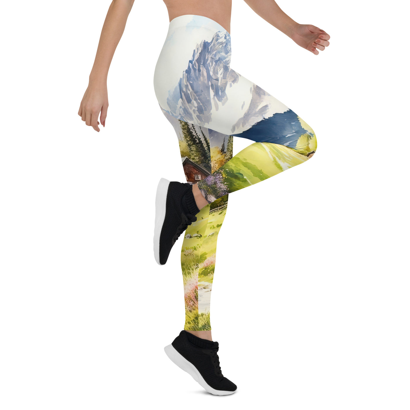 Epische Berge und Berghütte - Landschaftsmalerei - Leggings (All-Over Print) berge xxx