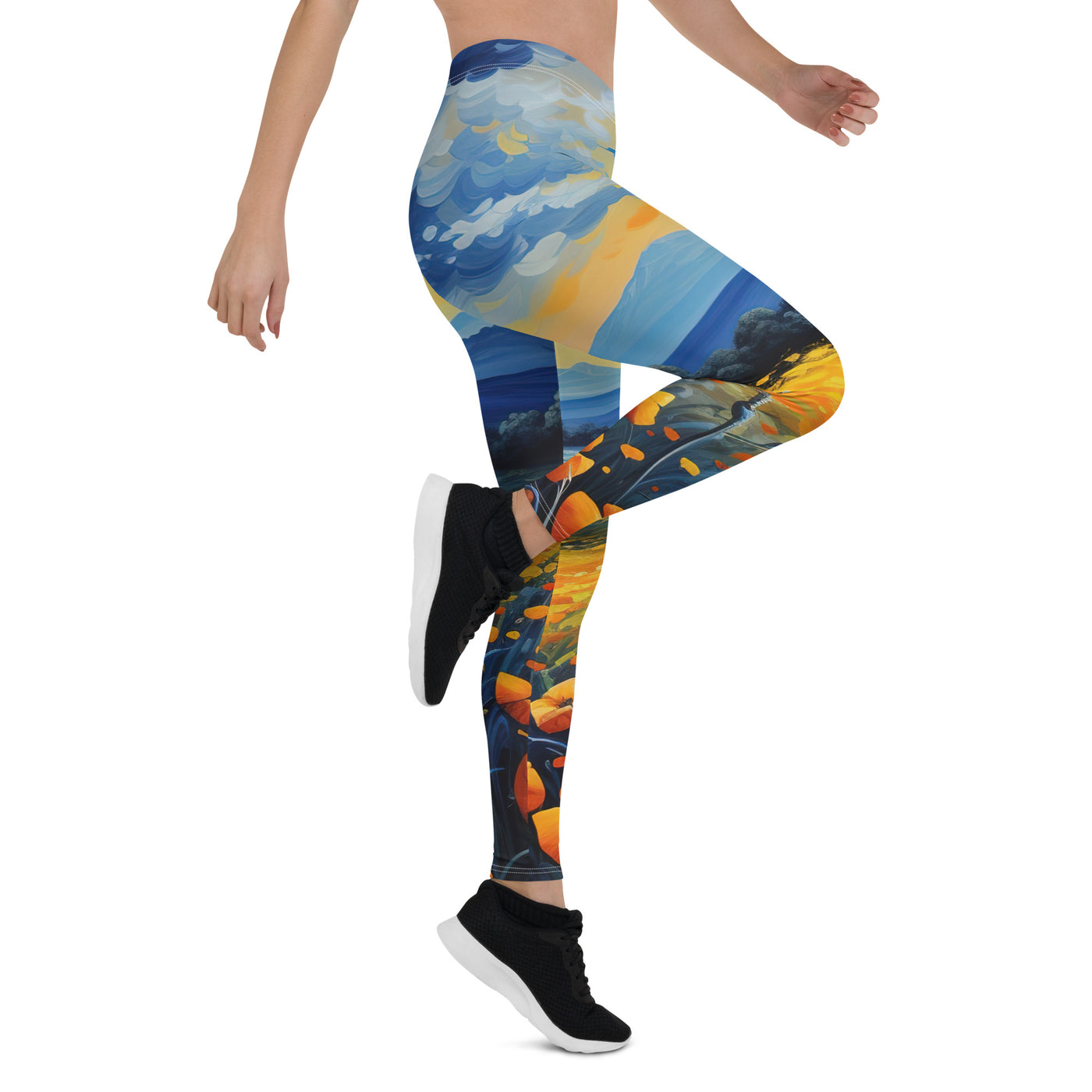 Berglandschaft mit schönen gelben Blumen - Landschaftsmalerei - Leggings (All-Over Print) berge xxx