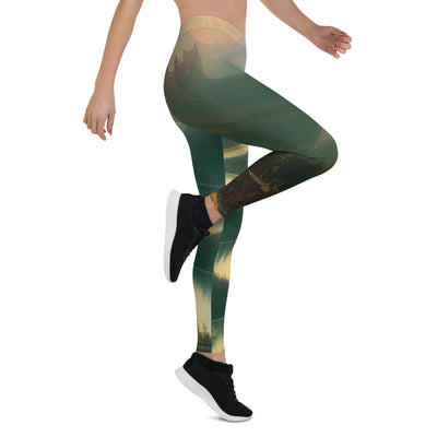 Landschaft mit Bergen, See und viel grüne Natur - Malerei - Leggings (All-Over Print) berge xxx