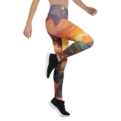 Hund auf Felsen - Epische bunte Landschaft - Malerei - Leggings (All-Over Print) camping xxx