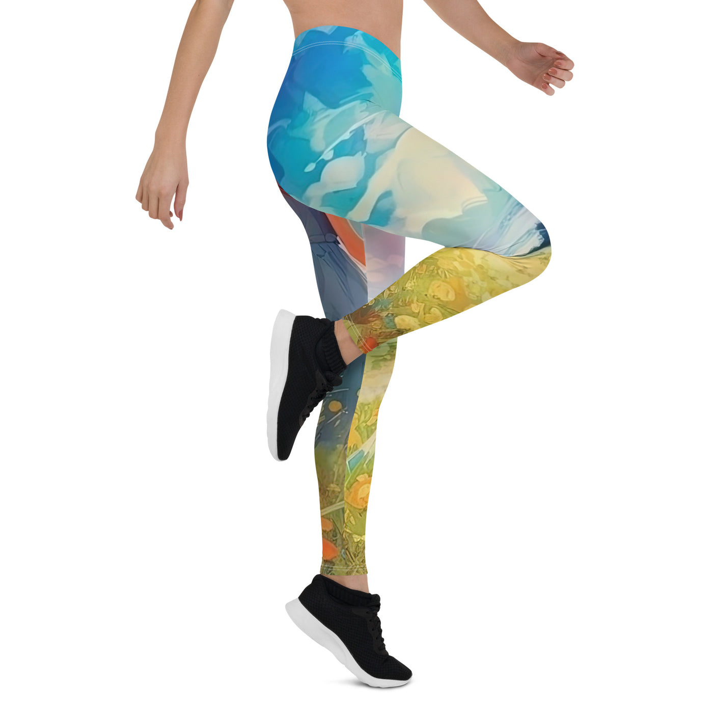 Dame mit Hut im Feld mit Blumen - Landschaftsmalerei - Leggings (All-Over Print) camping xxx