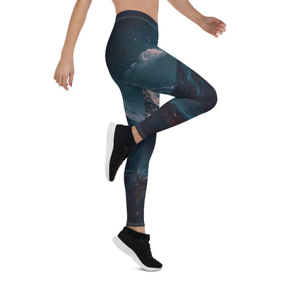 Zelt und Berg in der Nacht - Sterne am Himmel - Landschaftsmalerei - Leggings (All-Over Print) camping xxx