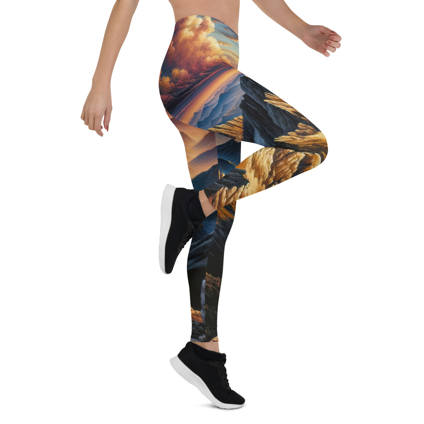 Alpen in Abenddämmerung: Acrylgemälde mit beleuchteten Berggipfeln - Leggings (All-Over Print) berge xxx yyy zzz