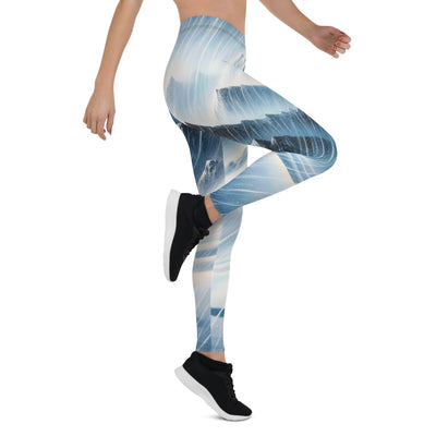 Wanderer und Bergsteiger im Schneesturm: Acrylgemälde der Alpen - Leggings (All-Over Print) wandern xxx yyy zzz