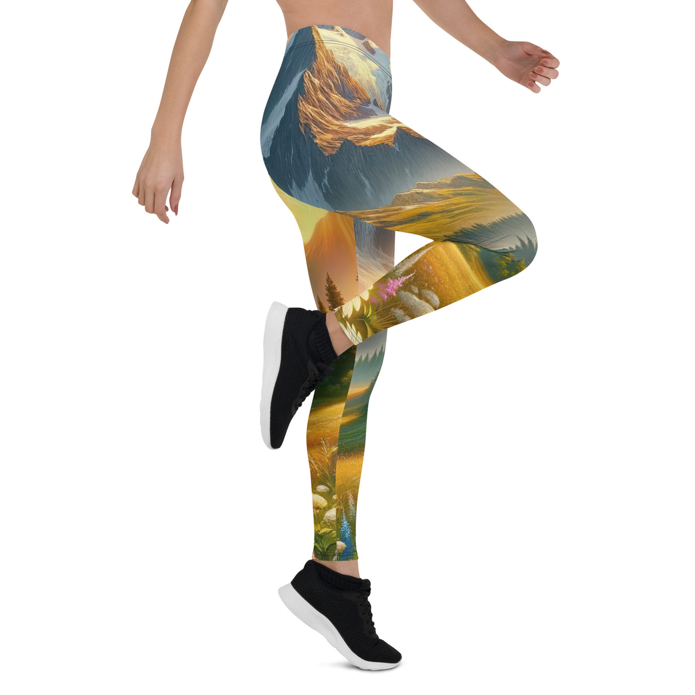 Heitere Alpenschönheit: Schneeberge und Wildblumenwiesen - Leggings (All-Over Print) berge xxx yyy zzz