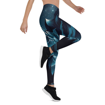 Alpennacht mit Zelt: Mondglanz auf Gipfeln und Tälern, sternenklarer Himmel - Leggings (All-Over Print) berge xxx yyy zzz