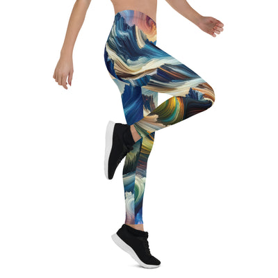 Abstrakte Kunst der Alpen mit lebendigen Farben und wirbelnden Mustern, majestätischen Gipfel und Täler - Leggings (All-Over Print) berge xxx yyy zzz