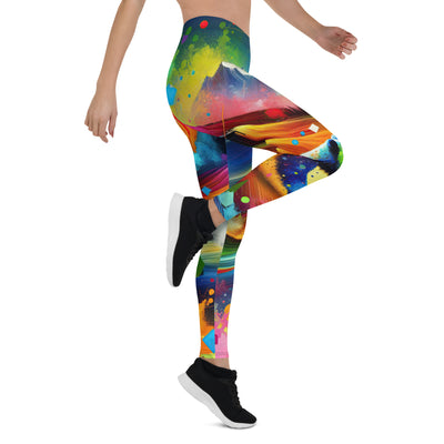 Neonfarbener Alpen Bär in abstrakten geometrischen Formen - Leggings (All-Over Print) camping xxx yyy zzz