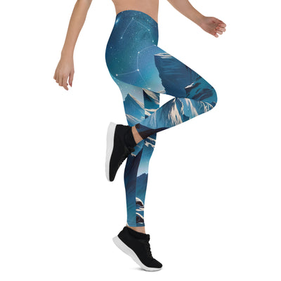 Alpenwinternacht: Digitale Kunst mit Wanderern in Bergen und Sternenhimmel - Leggings (All-Over Print) wandern xxx yyy zzz