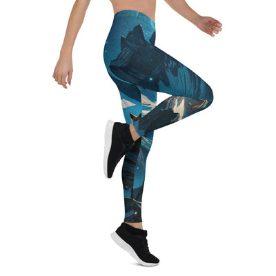 Fuchs in Alpennacht: Digitale Kunst der eisigen Berge im Mondlicht - Leggings (All-Over Print) camping xxx yyy zzz