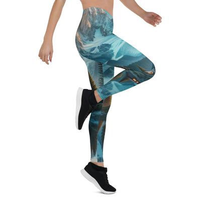 Stille Alpenmajestätik: Digitale Kunst mit Schnee und Bergsee-Spiegelung - Leggings (All-Over Print) berge xxx yyy zzz