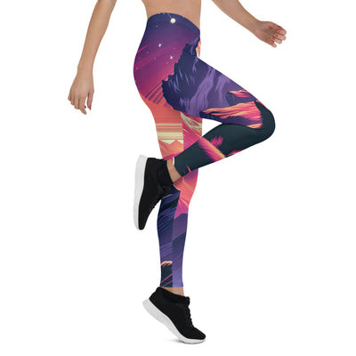 Fuchs im dramatischen Sonnenuntergang: Digitale Bergillustration in Abendfarben - Leggings (All-Over Print) camping xxx yyy zzz