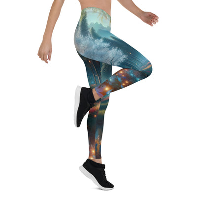 Ätherischer Alpenwald: Digitale Darstellung mit leuchtenden Bäumen und Blumen - Leggings (All-Over Print) camping xxx yyy zzz