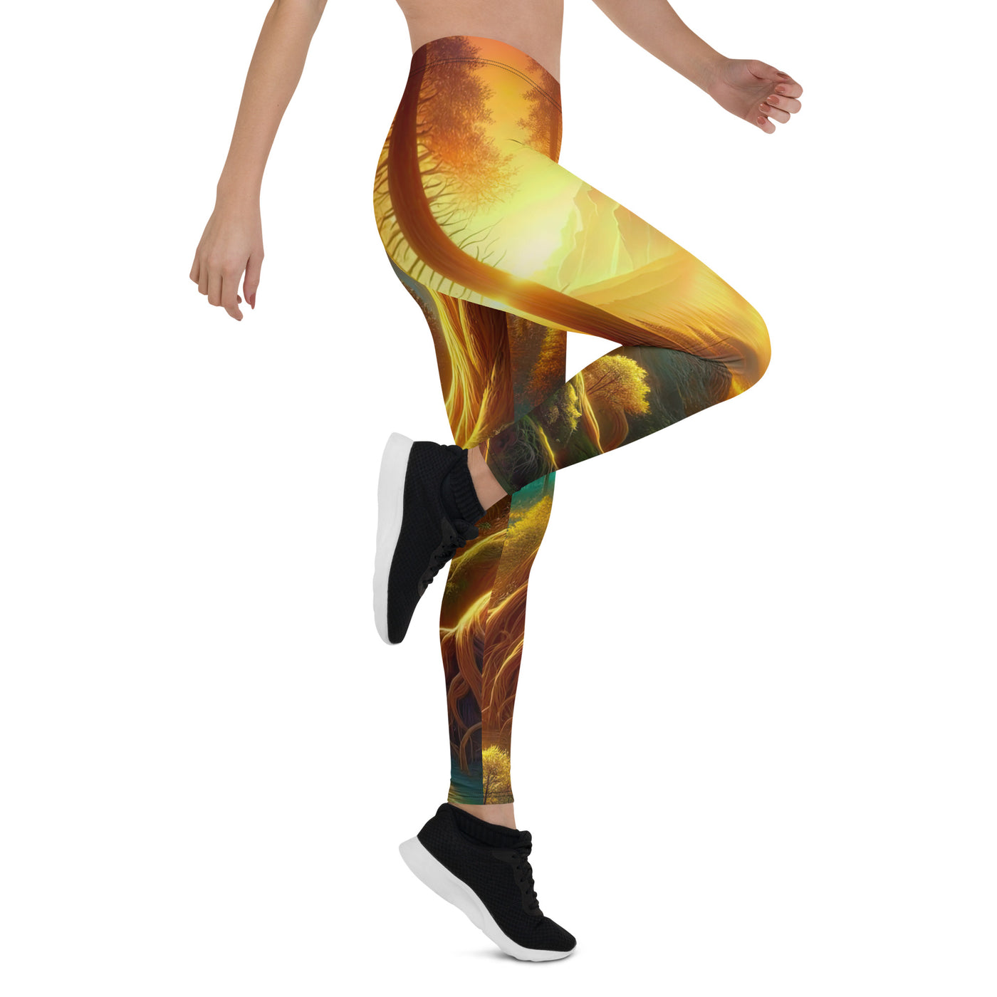 Golden-Stunde Alpenwald, Sonnenlicht durch Blätterdach - Leggings (All-Over Print) camping xxx yyy zzz