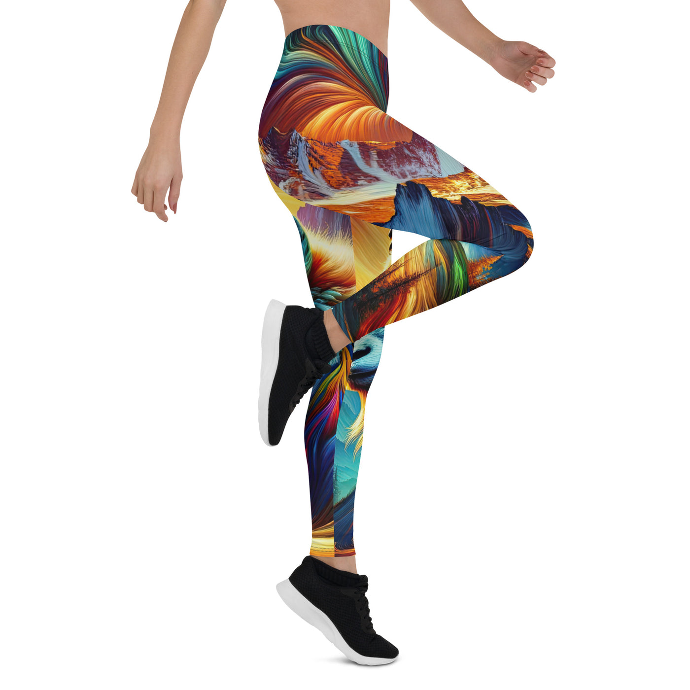 Digitale Kunst der Alpen, Landschaft mit wirbelnden, abstrakten Formen - Leggings (All-Over Print) berge xxx yyy zzz