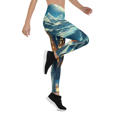 Mondhelle Schlossnacht in den Alpen, sternenklarer Himmel - Leggings (All-Over Print) berge xxx yyy zzz