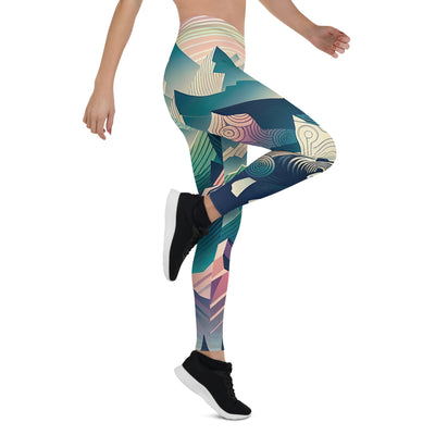 Bär im Panoramablick der Alpen, moderne Kunst-Gebirgsschichten - Leggings (All-Over Print) camping xxx yyy zzz