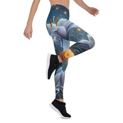 Ätherische Mondnacht auf blühender Wiese, silbriger Blumenglanz - Leggings (All-Over Print) camping xxx yyy zzz