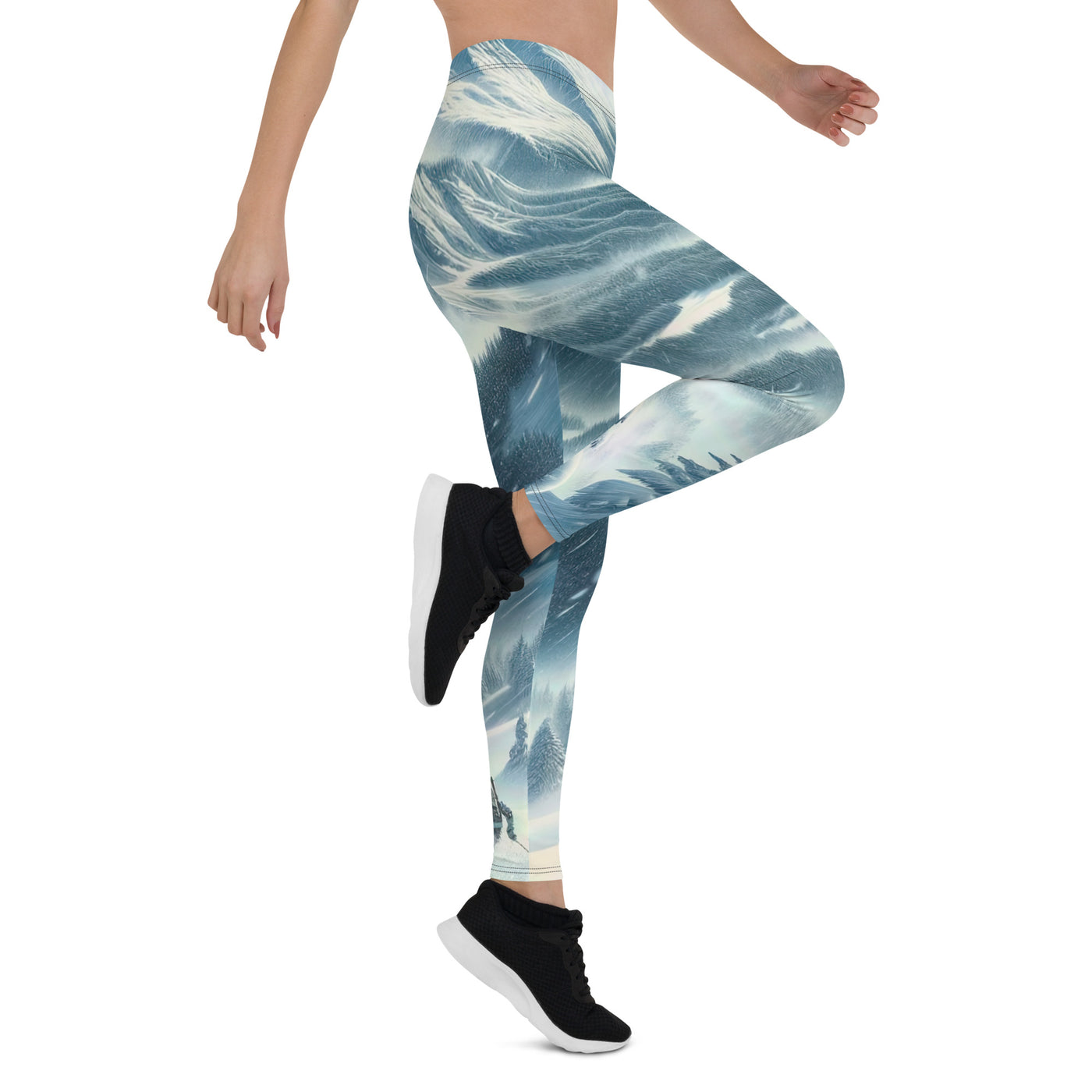 Alpine Wildnis im Wintersturm mit Skifahrer, verschneite Landschaft - Leggings (All-Over Print) klettern ski xxx yyy zzz