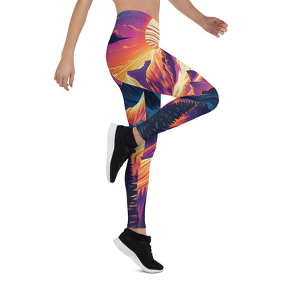 Lebendiger Alpen-Sonnenuntergang, schneebedeckte Gipfel in warmen Tönen - Leggings (All-Over Print) berge xxx yyy zzz