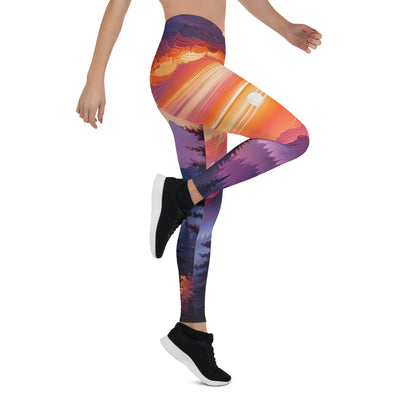 Ölgemälde der Alpenlandschaft im ätherischen Sonnenuntergang, himmlische Farbtöne - Leggings (All-Over Print) berge xxx yyy zzz