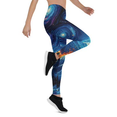 Sternennacht über den Alpen inspiriertes Ölgemälde, mystischer Nachthimmel in Blau - Leggings (All-Over Print) camping xxx yyy zzz