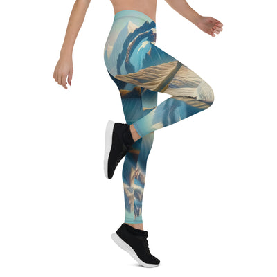 Ölgemälde eines unberührten Sees, der die Bergkette spiegelt - Leggings (All-Over Print) berge xxx yyy zzz