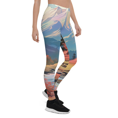 Berge. Fluss und Blumen - Malerei - Leggings (All-Over Print) berge xxx