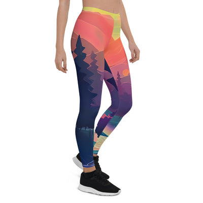 Berge, Fluss, Sonnenuntergang - Malerei - Leggings (All-Over Print) berge xxx