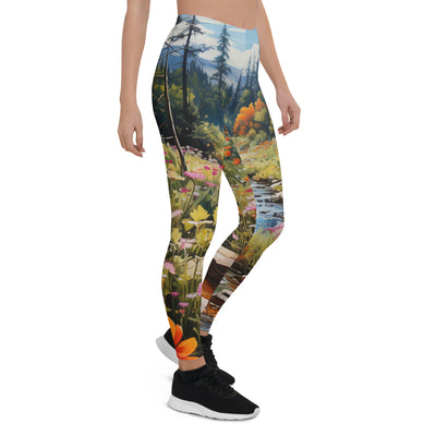 Berge, schöne Blumen und Bach im Wald - Leggings (All-Over Print) berge xxx