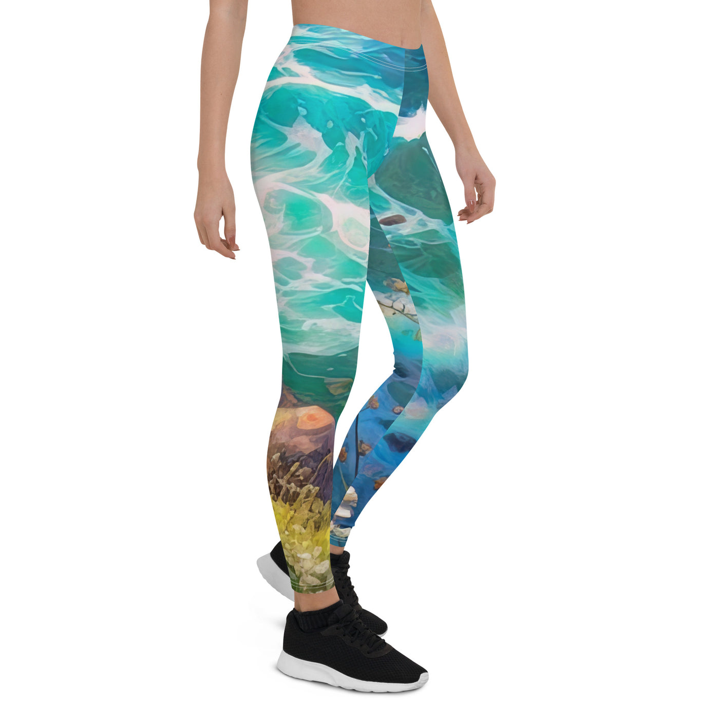 Berge, Blumen, Fluss und Steine - Malerei - Leggings (All-Over Print) camping xxx