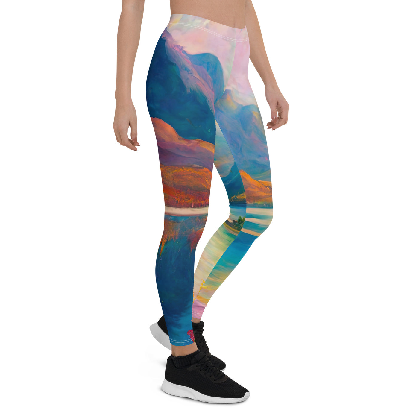 Berglandschaft und Bergsee - Farbige Ölmalerei - Leggings (All-Over Print) berge xxx