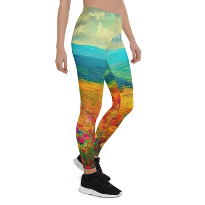 Berglandschaft und schöne farbige Blumen - Malerei - Leggings (All-Over Print) berge xxx