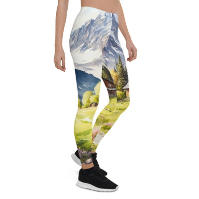 Epische Berge und Berghütte - Landschaftsmalerei - Leggings (All-Over Print) berge xxx