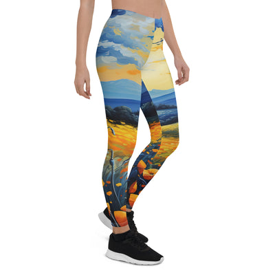 Berglandschaft mit schönen gelben Blumen - Landschaftsmalerei - Leggings (All-Over Print) berge xxx