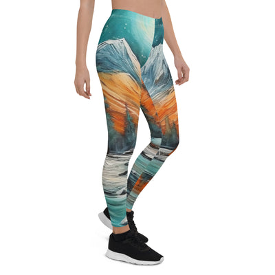 Berglandschaft und Zelte - Nachtstimmung - Landschaftsmalerei - Leggings (All-Over Print) camping xxx