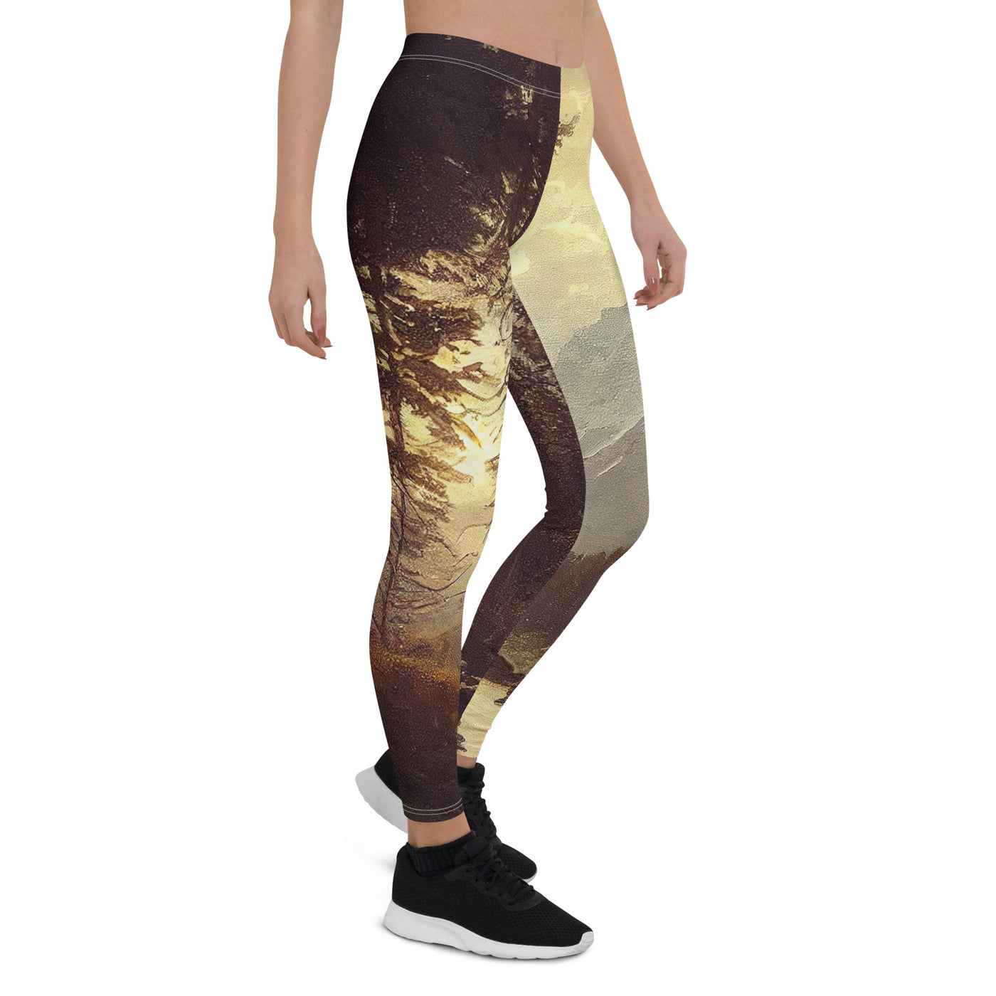 Landschaft mit Bergen, Fluss und Bäumen - Malerei - Leggings (All-Over Print) berge xxx