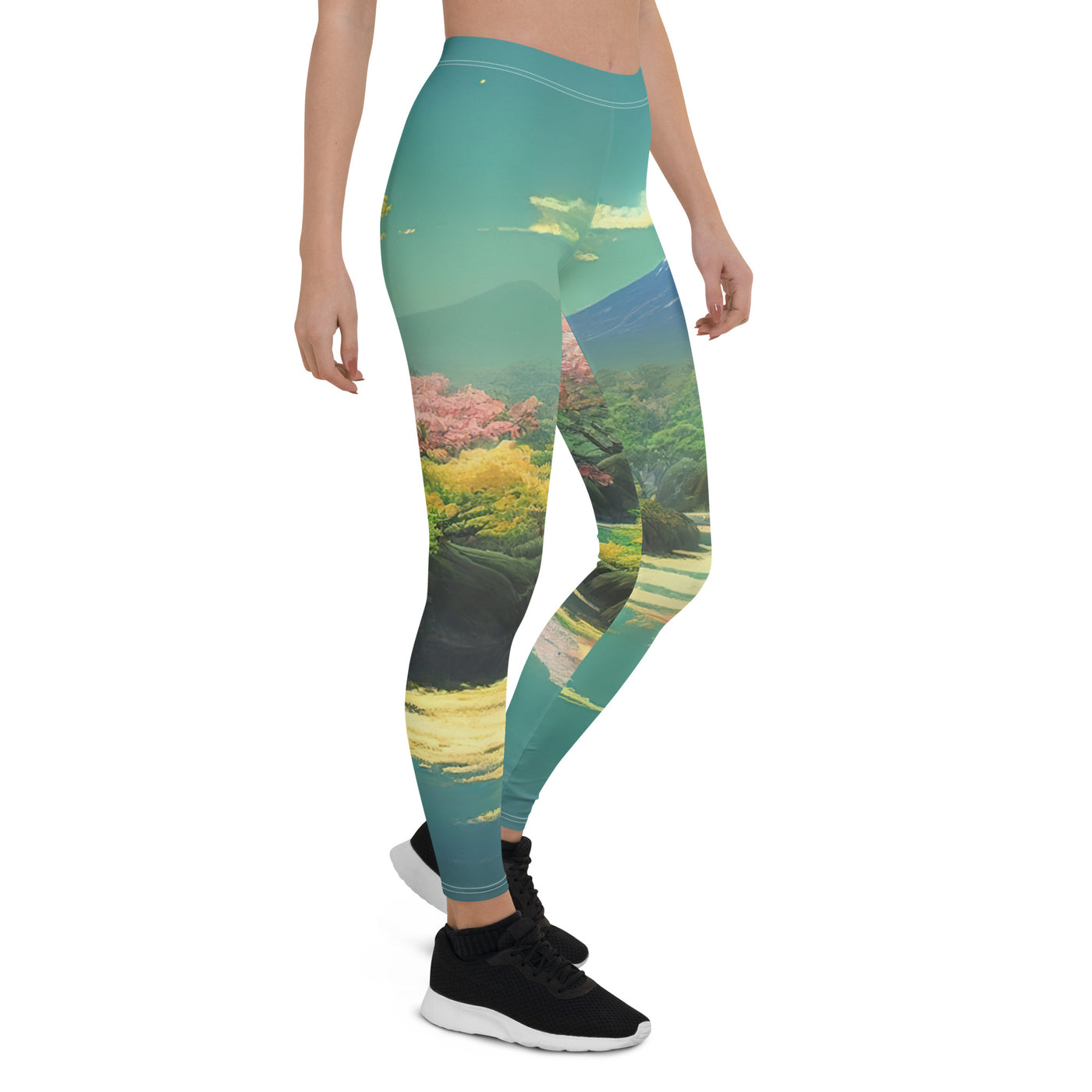 Berg, See und Wald mit pinken Bäumen - Landschaftsmalerei - Leggings (All-Over Print) berge xxx