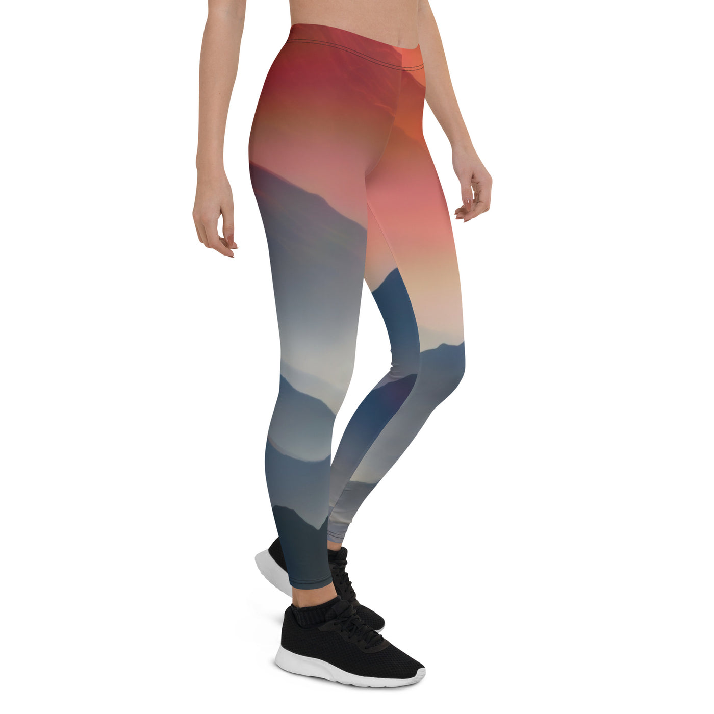 Sonnteruntergang, Gebirge und Nebel - Landschaftsmalerei - Leggings (All-Over Print) berge xxx