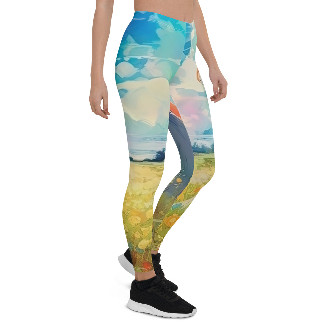 Dame mit Hut im Feld mit Blumen - Landschaftsmalerei - Leggings (All-Over Print) camping xxx