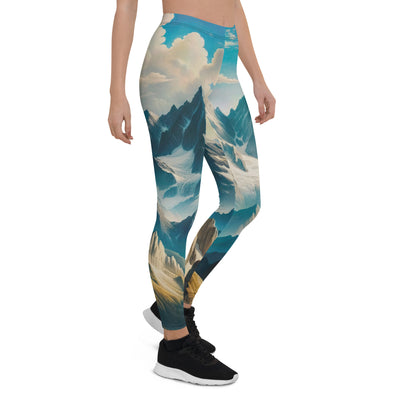 Ein Gemälde von Bergen, das eine epische Atmosphäre ausstrahlt. Kunst der Frührenaissance - Leggings (All-Over Print) berge xxx yyy zzz