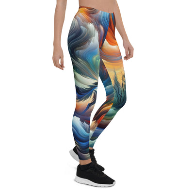 Alpen Abstraktgemälde mit Wolf Silhouette in lebhaften Farben (AN) - Leggings (All-Over Print) xxx yyy zzz