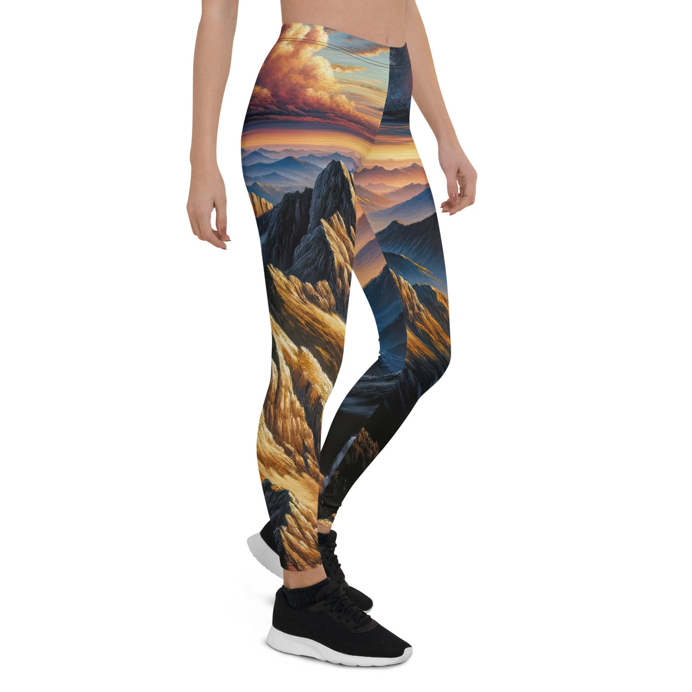 Alpen in Abenddämmerung: Acrylgemälde mit beleuchteten Berggipfeln - Leggings (All-Over Print) berge xxx yyy zzz