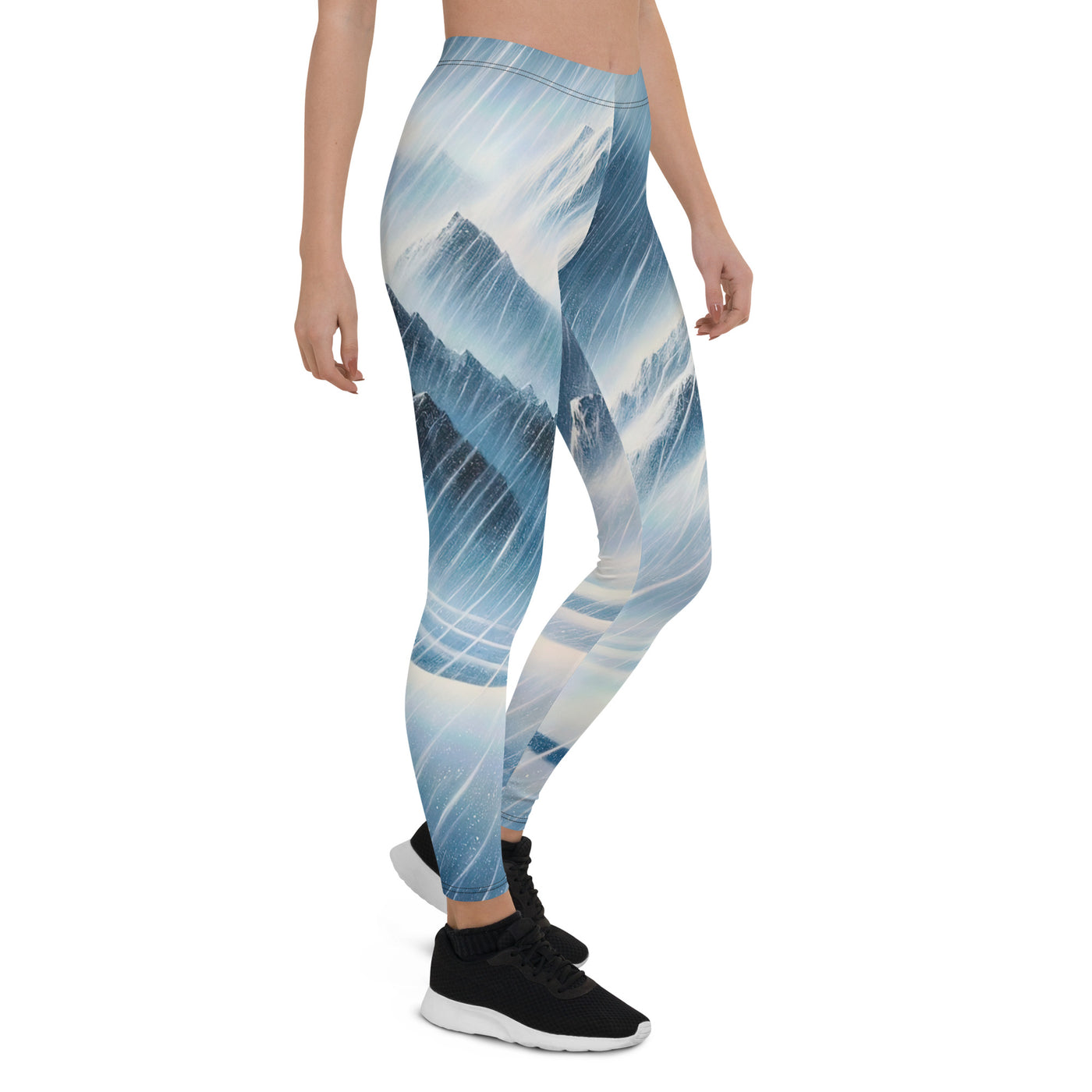 Wanderer und Bergsteiger im Schneesturm: Acrylgemälde der Alpen - Leggings (All-Over Print) wandern xxx yyy zzz