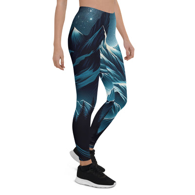 Alpennacht mit Zelt: Mondglanz auf Gipfeln und Tälern, sternenklarer Himmel - Leggings (All-Over Print) berge xxx yyy zzz