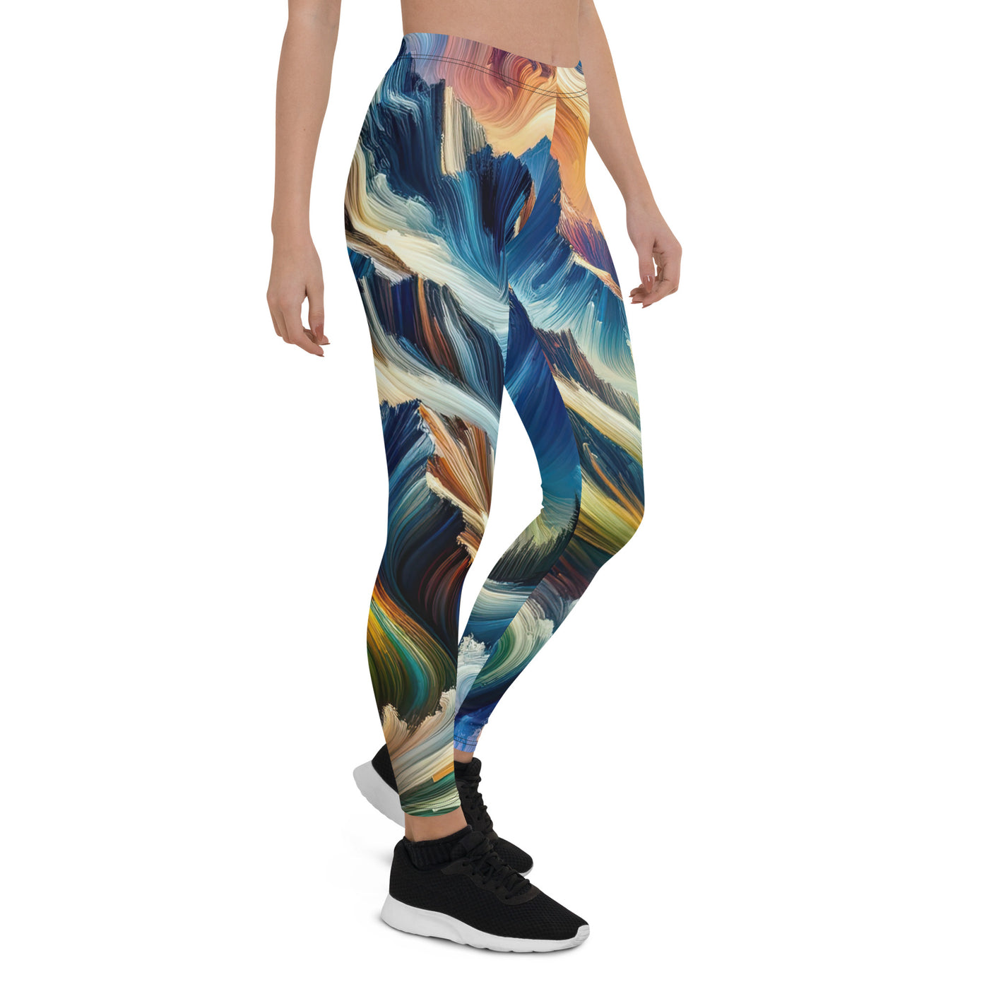 Abstrakte Kunst der Alpen mit lebendigen Farben und wirbelnden Mustern, majestätischen Gipfel und Täler - Leggings (All-Over Print) berge xxx yyy zzz