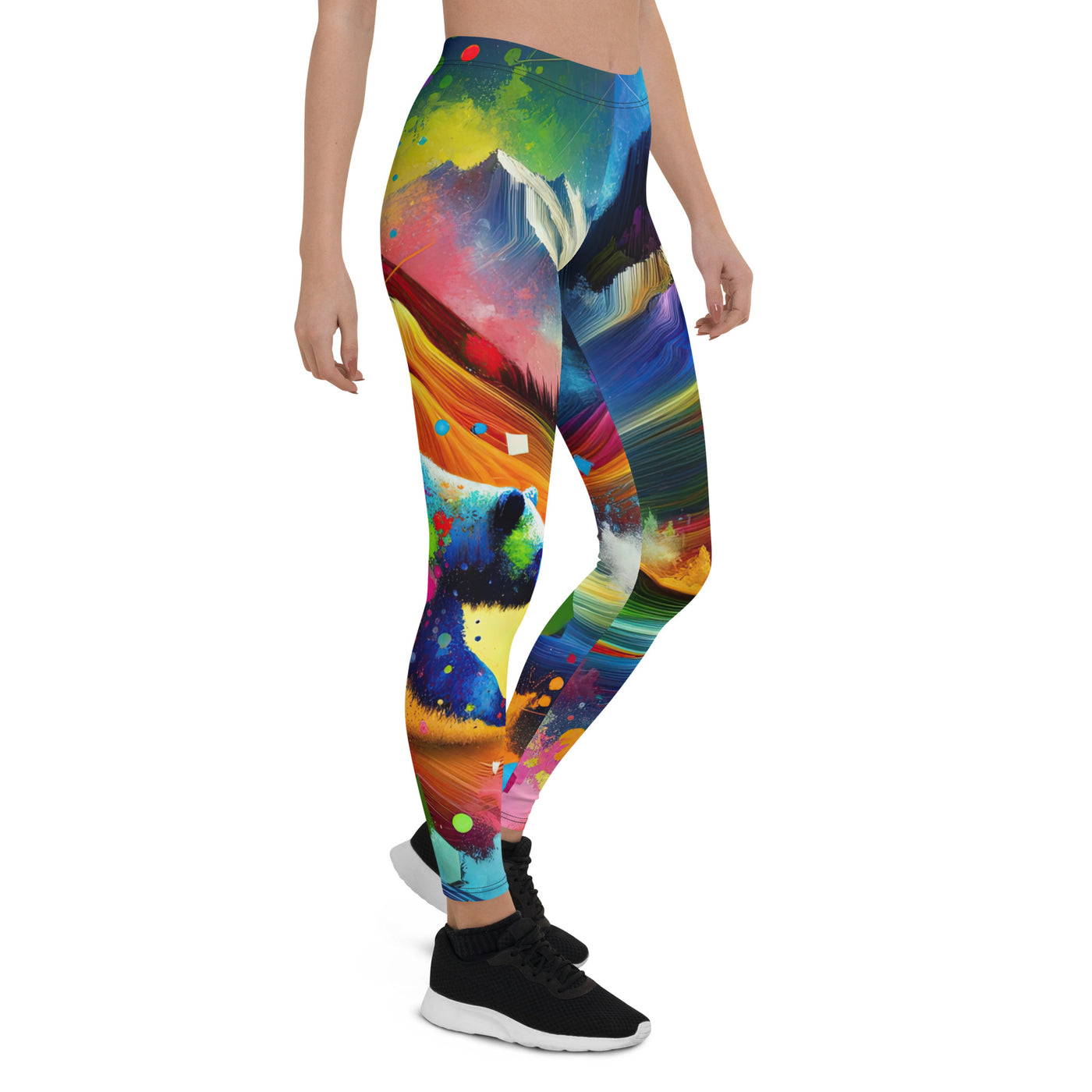 Neonfarbener Alpen Bär in abstrakten geometrischen Formen - Leggings (All-Over Print) camping xxx yyy zzz