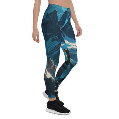 Fuchs in Alpennacht: Digitale Kunst der eisigen Berge im Mondlicht - Leggings (All-Over Print) camping xxx yyy zzz