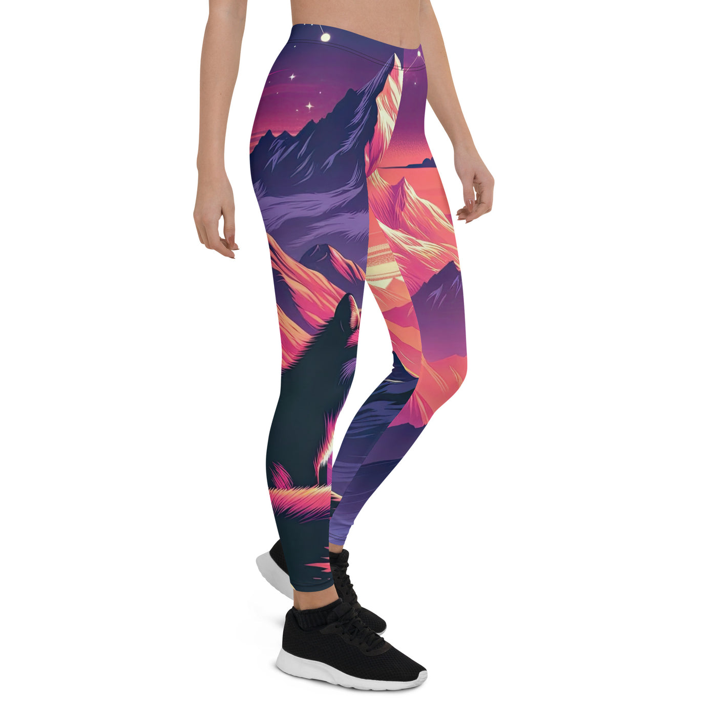 Fuchs im dramatischen Sonnenuntergang: Digitale Bergillustration in Abendfarben - Leggings (All-Over Print) camping xxx yyy zzz