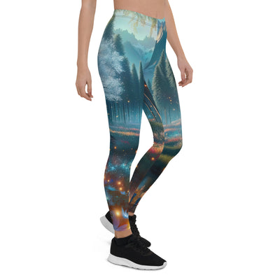 Ätherischer Alpenwald: Digitale Darstellung mit leuchtenden Bäumen und Blumen - Leggings (All-Over Print) camping xxx yyy zzz